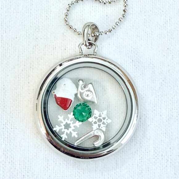 Christmas Candy Cane Silver Pendant Locket - Picture 3 of 3